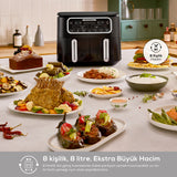 " Karaca Air Cook Duo Hausmannskost XXXL 8 Liter Airfryer, Starlight, 8 Personen, 2500W "