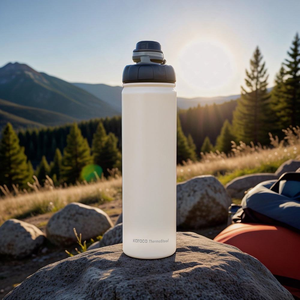 " Karaca Thermosteel Earth Auslaufsicherer Edelstahl-Thermos 680 ml Beige "