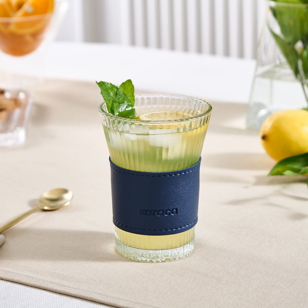 " Karaca Leder Cool Touch Latte Glas 210 Ml Marineblau "