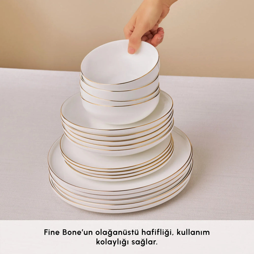 " Karaca Fine Bone Meridian 55-teiliges Tafelservice für 12 Personen Gold "