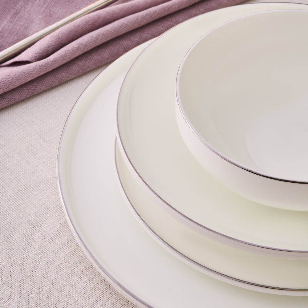 " Karaca Fine Bone Meridian 55-teiliges Tafelservice für 12 Personen Platin "