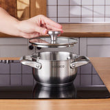 Karaca Elite Edelstahl-Induktions-Kochtopf mit Deckel 14 cm Silber