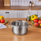 Karaca Elite Edelstahl-Induktions-Kochtopf mit Deckel 20 cm Silber