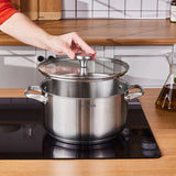 Karaca Elite Edelstahl-Induktions-Kochtopf mit Deckel 24 cm Silber