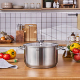 Karaca Elite Edelstahl-Induktions-Kochtopf mit Deckel 28 cm Silber