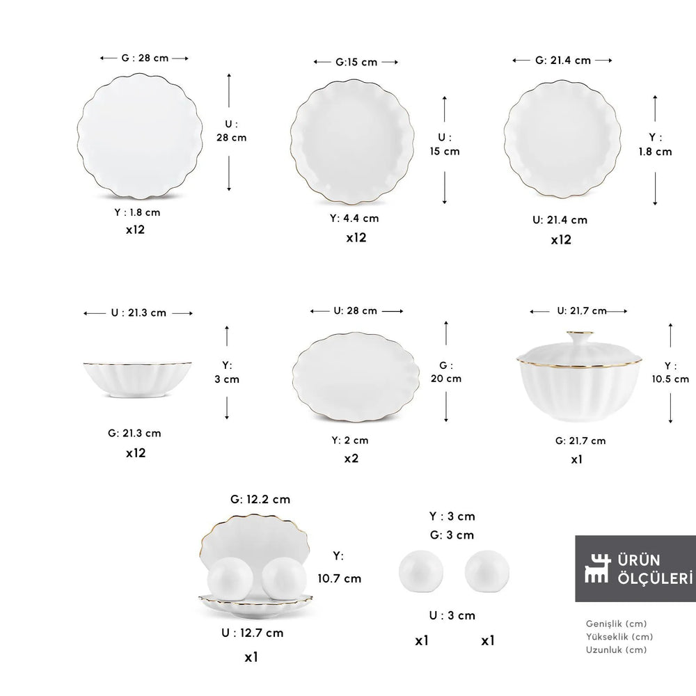 " Karaca Fine Pearl Extra Shell 55-teiliges 12-Personen Geschirrset Gold "