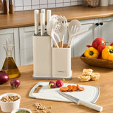 " Karaca Massimo Messer, Servierbesteck und Schneidebrett-Set, Creme "