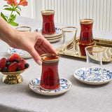 Karaca Mare 12-teiliges Glas-Türkisches Tee-Set für 6 Personen 170 ml Transparent