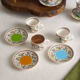 Karaca Yasemen 12-teiliges Bone China Espresso Türkisch-Kaffeetassen-Set für 6 Personen 80 ml Mehrfarbig