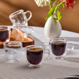 Karaca Olivier 6-teiliges doppelwandiges Espresso- und türkisches Kaffeetassen-Set für 6 Personen 80 ml klar