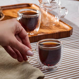 Karaca Olivier 6-teiliges doppelwandiges Espresso- und türkisches Kaffeetassen-Set für 6 Personen 80 ml klar