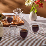 Karaca Olivier 6-teiliges doppelwandiges Espresso- und türkisches Kaffeetassen-Set für 6 Personen 80 ml klar