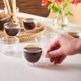 Karaca Olivia 6-teiliges doppelwandiges Espresso- und türkisches Kaffeetassen-Set für 6 Personen 80 ml klar