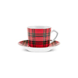 Karaca Ekose V2 4-teiliges Bone China Espresso Türkisch-Kaffeetassen-Set für 2 Personen 80 ml Rot