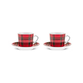 Karaca Ekose V2 4-teiliges Bone China Espresso Türkisch-Kaffeetassen-Set für 2 Personen 80 ml Rot