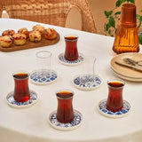 Karaca Portela 12-teiliges Türkisches Teeset aus Bone China für 6 Personen 170 ml Mehrfarbig