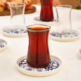 Karaca Portela 12-teiliges Türkisches Teeset aus Bone China für 6 Personen 170 ml Mehrfarbig