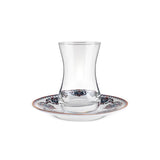 Karaca Nakkas 12-teiliges Türkisches Teeset aus Bone China für 6 Personen 130 ml Rot