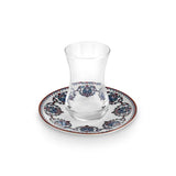 Karaca Nakkas 12-teiliges Türkisches Teeset aus Bone China für 6 Personen 130 ml Rot