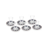 Karaca Nakkas 12-teiliges Türkisches Teeset aus Bone China für 6 Personen 130 ml Rot
