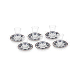 Karaca Nakkas 12-teiliges Türkisches Teeset aus Bone China für 6 Personen 130 ml Rot