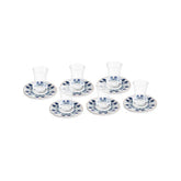 Karaca Iznik 12-teiliges Türkisches Teeset aus Bone China für 6 Personen 130 ml Blau