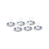 Karaca Iznik 12-teiliges Türkisches Teeset aus Bone China für 6 Personen 130 ml Blau