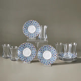 Karaca Emirgan 12-teiliges Türkisches Teeset aus Bone China für 6 Personen 130 ml Mehrfarbig