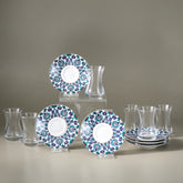 Karaca Edirne 12-teiliges Bone-China Türkisches Teeset für 6 Personen 130 ml Mehrfarbig