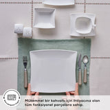 " Karaca Stream Pure Perfect Weiß 32-Teiliges 6-Personen Frühstücksset Quadrat "