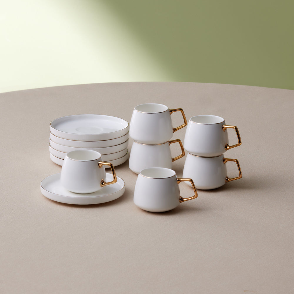 " Karaca Streamline Saturn Kaffeetassen-Set für 6 Personen Gold "