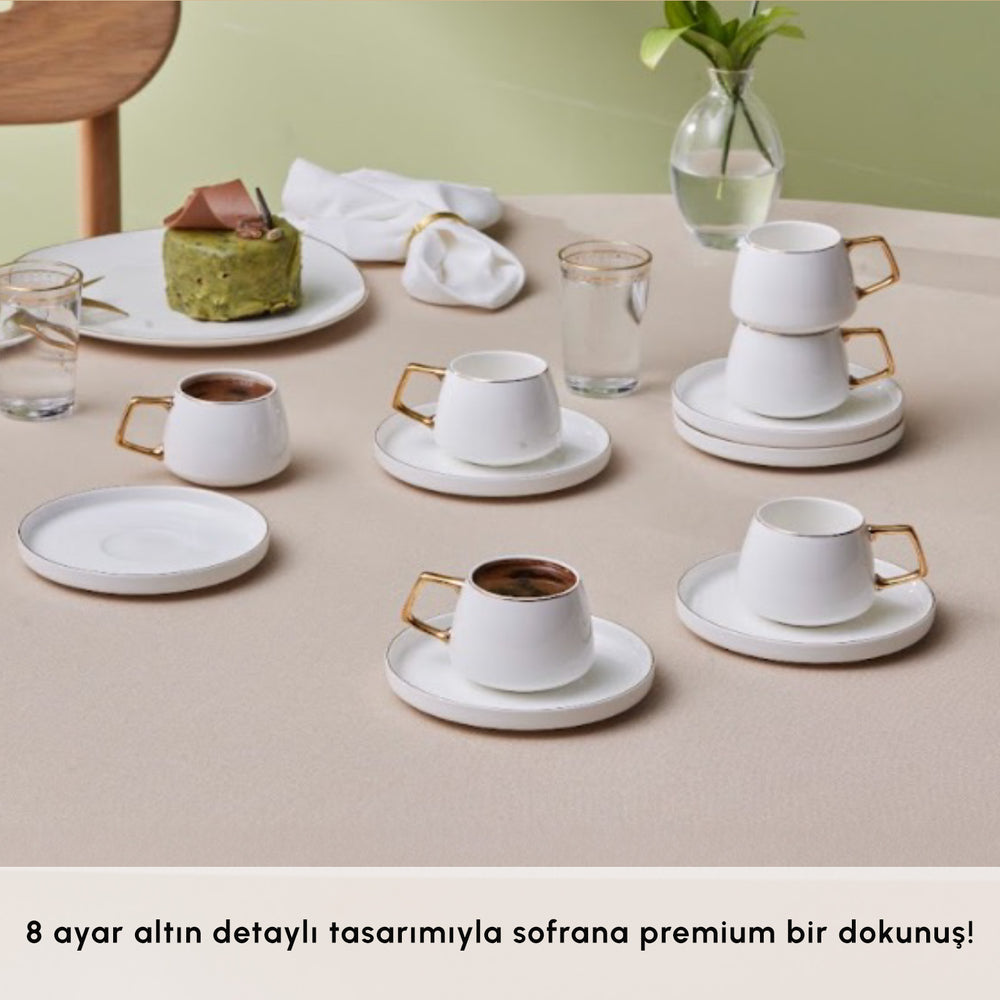 " Karaca Streamline Saturn Kaffeetassen-Set für 6 Personen Gold "