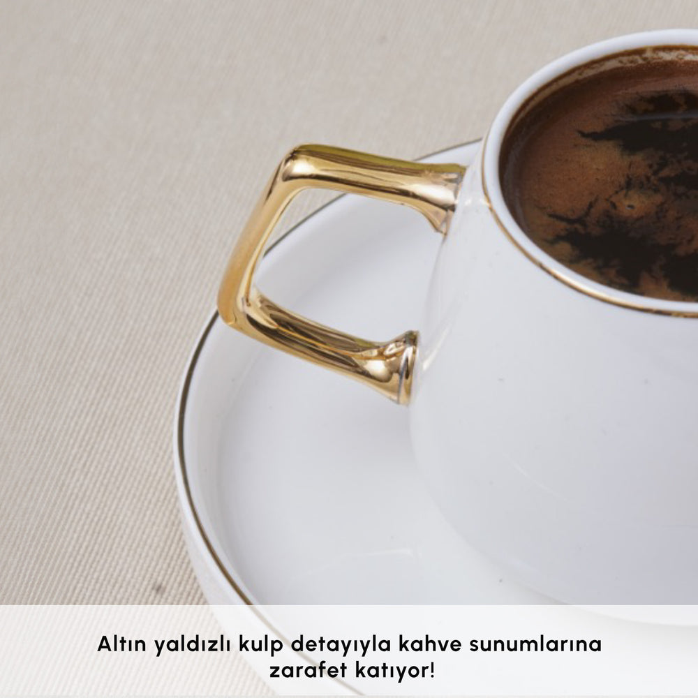 " Karaca Streamline Saturn Kaffeetassen-Set für 6 Personen Gold "
