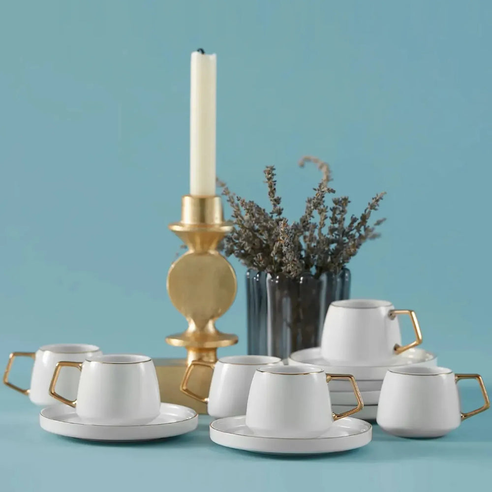 " Karaca Streamline Saturn Kaffeetassen-Set für 6 Personen Gold "