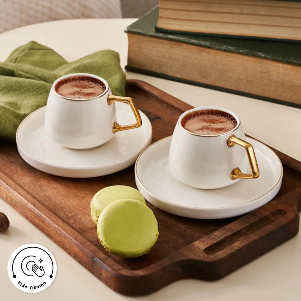 " Karaca Streamline Saturn Kaffeetassen-Set für 6 Personen Gold "