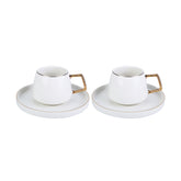 " Karaca Saturn 4-teiliges Porzellan-Teetassen- und Untertassen-Set für 2 Personen, 200 ml, Gold Weiß "