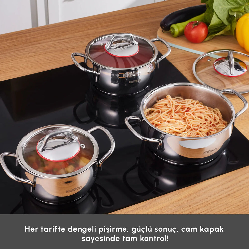 " Karaca Emirgan Kochtopf- Set Edelstahl, 6- teilig, Midi Set "
