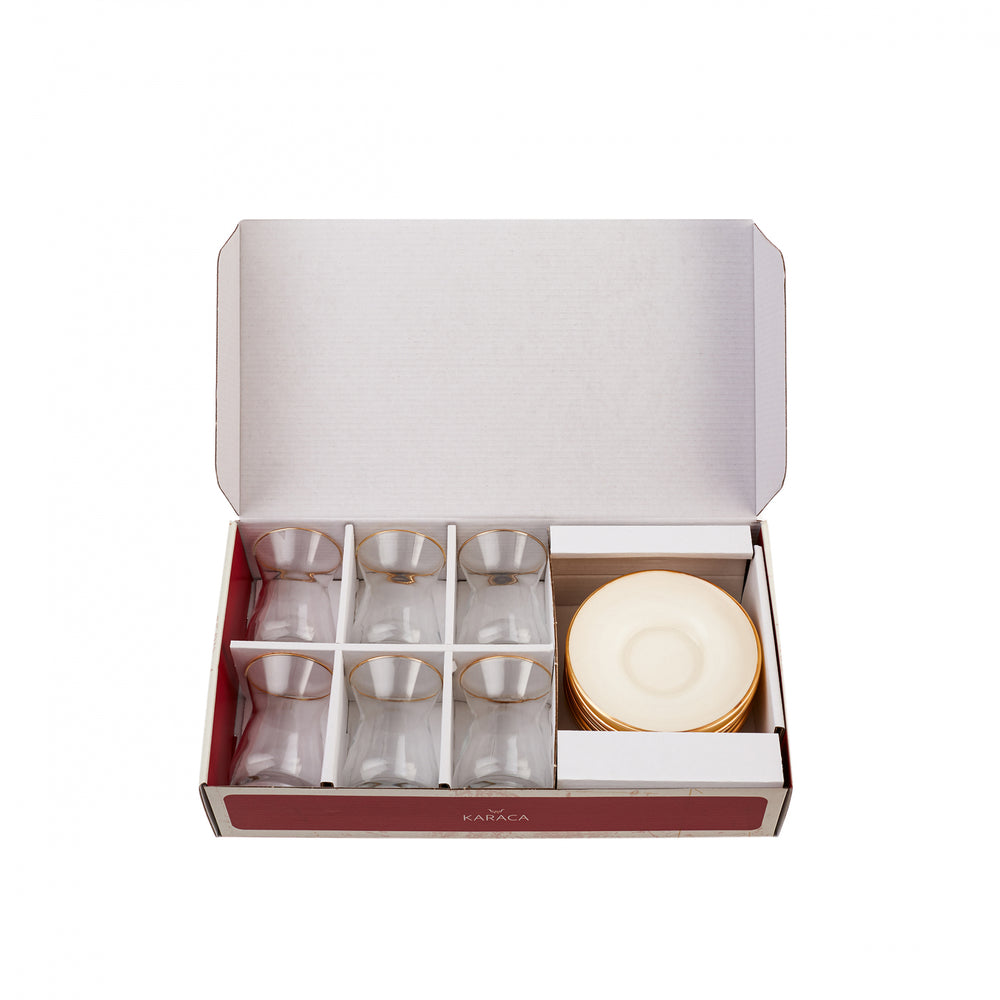 " Karaca Retro Beige Teeservice für 6 Personen "