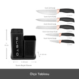 " Karaca Gusto Schwarzes 12-teiliges Messer-/Schneidebrett-Set "