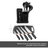 " Karaca Gusto Schwarzes 12-teiliges Messer-/Schneidebrett-Set "