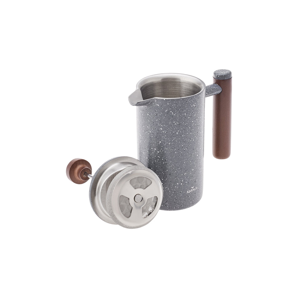 " Karaca Doppelwand Grau Marmor Dunkel Kastanie French Press 350 ml "