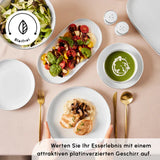 Karaca Stream Bone New Saturn 53-teiliges Tafelservice für 12 Personen – Platin