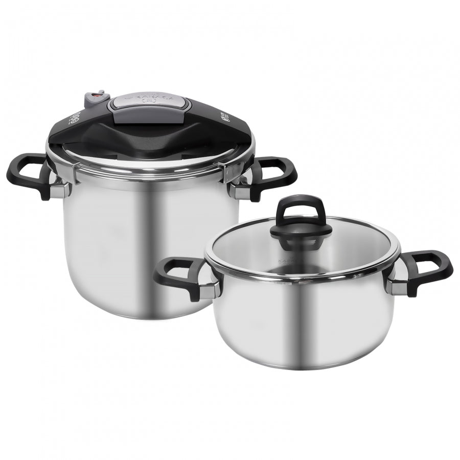 " Karaca Perfect Gray 4 + 6 Liter Schnellkochtopfset "