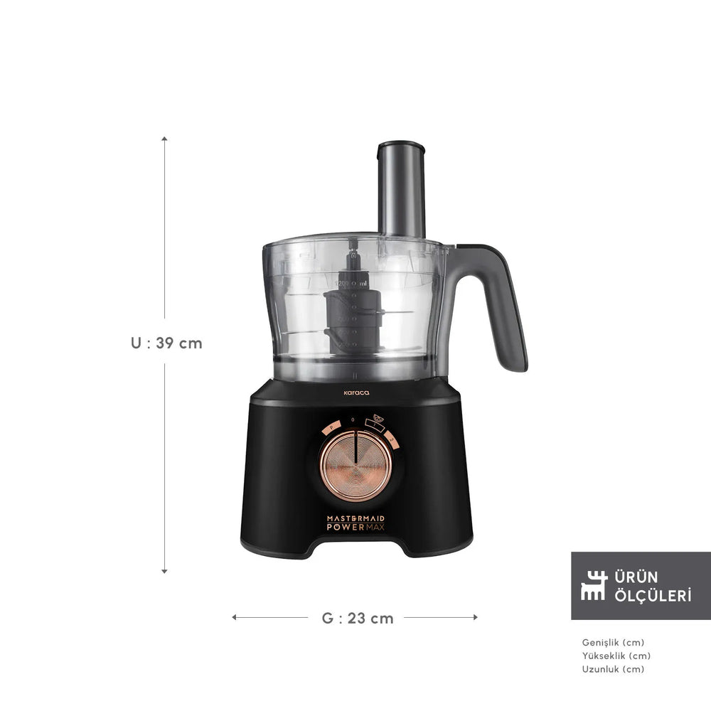 " Karaca Mastermaid Power Max 11 in 1 Küchenroboter, Kupfer Schwarz Matt, 2500 W "