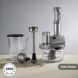 " Karaca Mastermaid Küchenroboter aus Stahlglas, Langer Mixer 8 ın 1, 2500 W, Galaxy Grey "