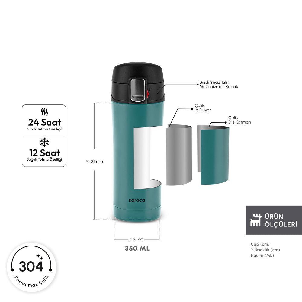 " Karaca Pluton, Thermosflasche, 350ML, Grün "