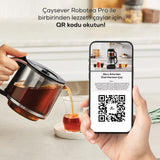 " Karaca Çaysever Robotea Pro 4 in 1 Sprechende Automatische Glas-Teemaschine, Wasserkocher und Filterkaffeemaschine 2500W Schwarz Kupfer "