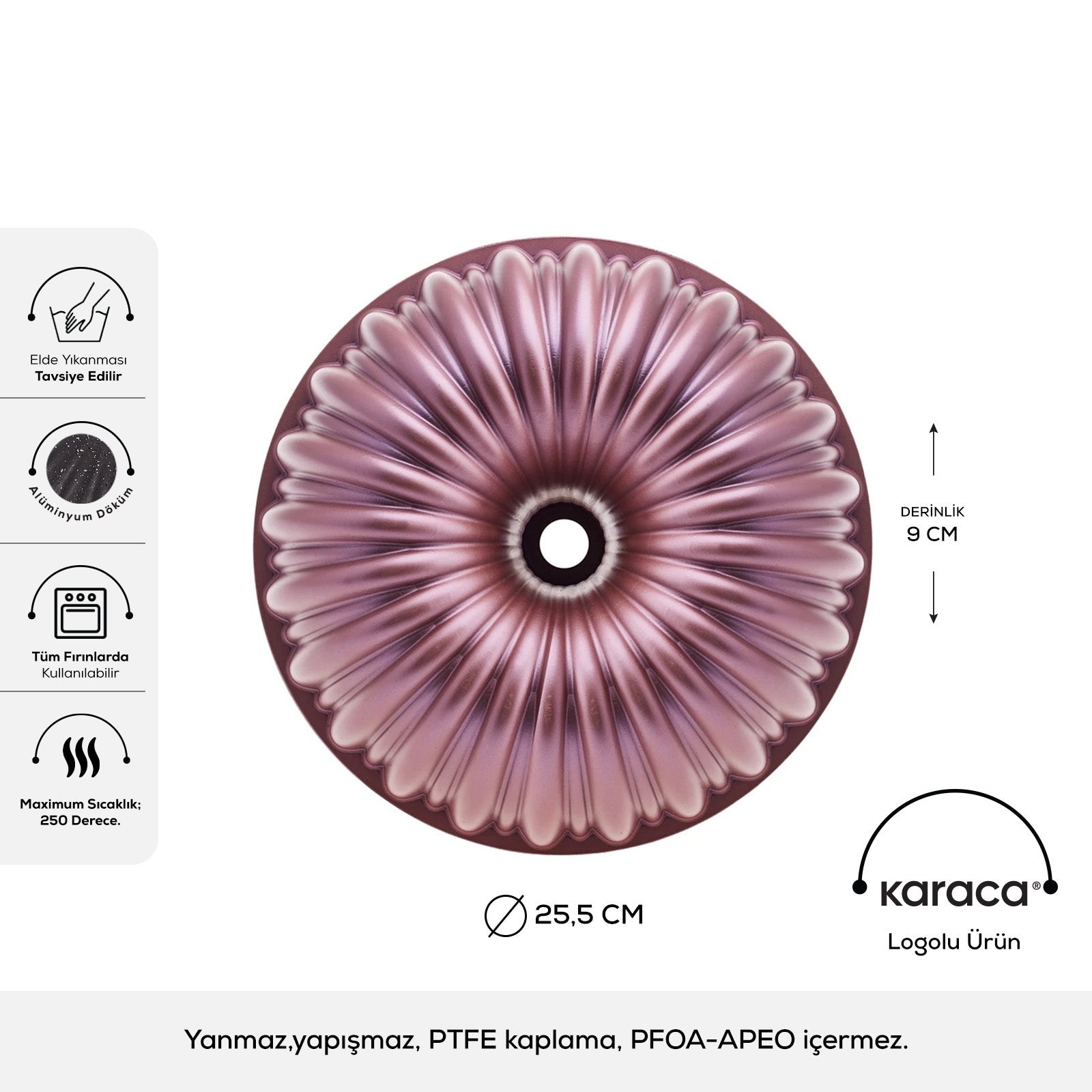 " Karaca Cake Pro Bundform Aluminiumguss Rosa Kuchenform "
