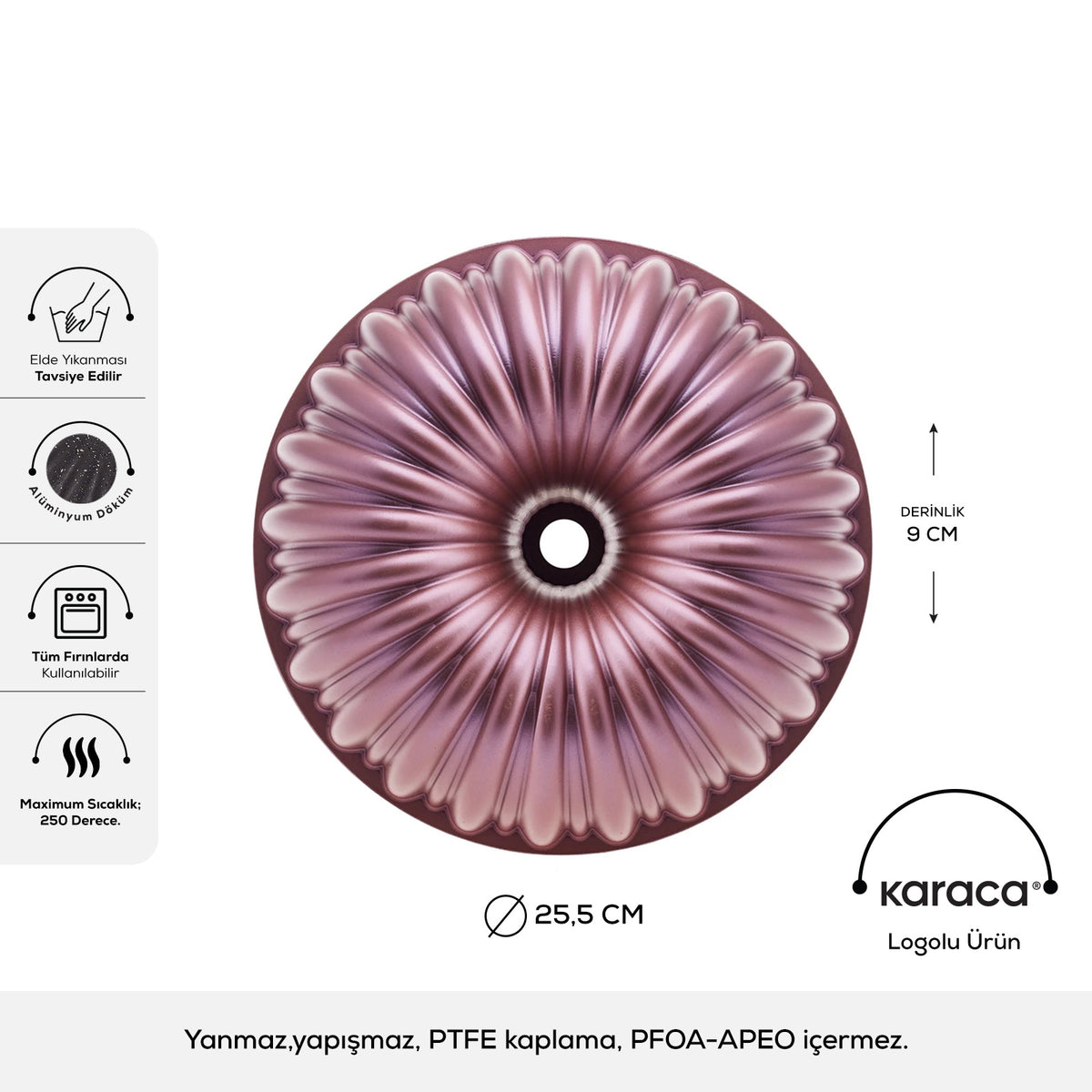 " Karaca Cake Pro Bundform Aluminiumguss Rosa Kuchenform "
