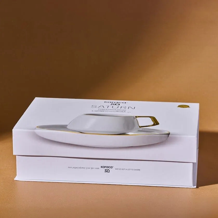 " Karaca Streamline Saturn Kaffeetassen-Set für 6 Personen Gold "